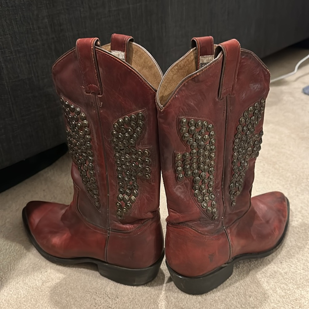 Frye Red and Tan Leather Boots - Picture 4 of 7